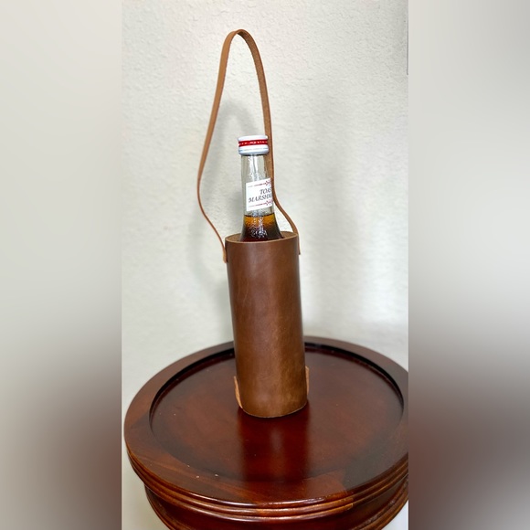 Leather Bottle Holder Tote - Picture 4 of 10